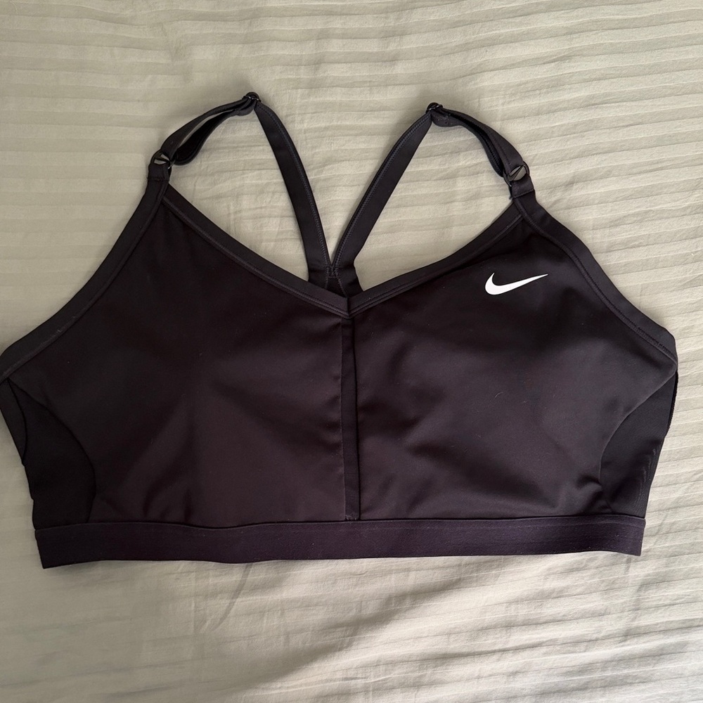 Nike Indy Women's Black Sports Bra with White Logo
